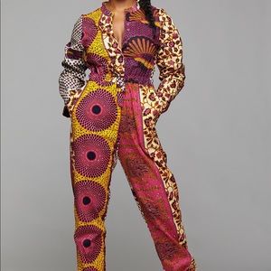 ENIOLA AFRICAN PRINT BUTTON-UP JUMPSUIT